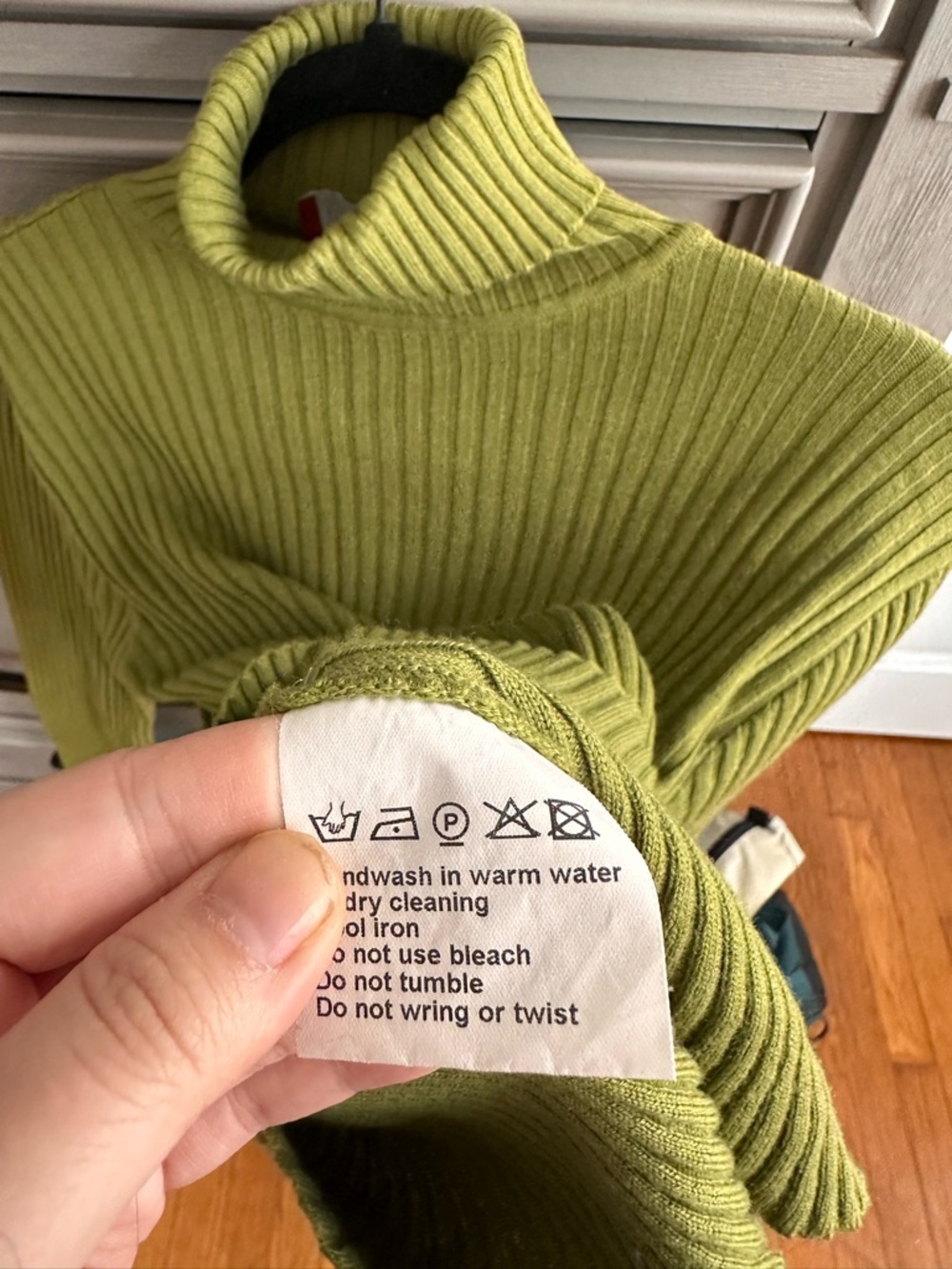 Ribbed Turtleneck Sweater in Olive Green - Picture 3 of 7